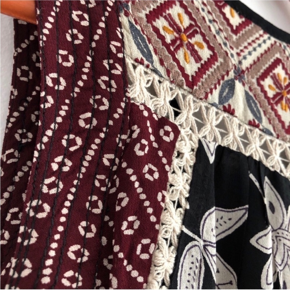 Anthropologie - Floreat Grasslands Boho Sleeveless Dress in Black and Burgundy - Picture 3 of 3